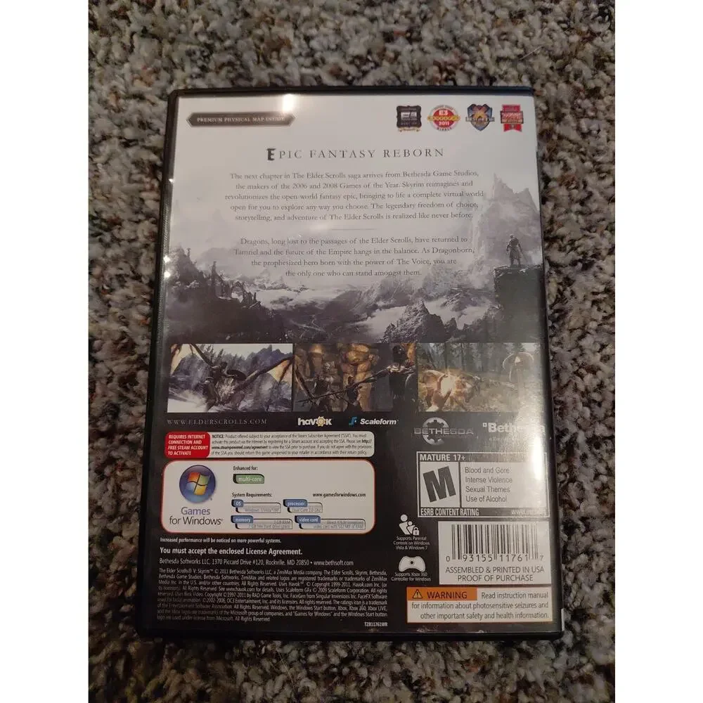 The Elder Scrolls V Skyrim PC Games for Windows Manual Map Used Key